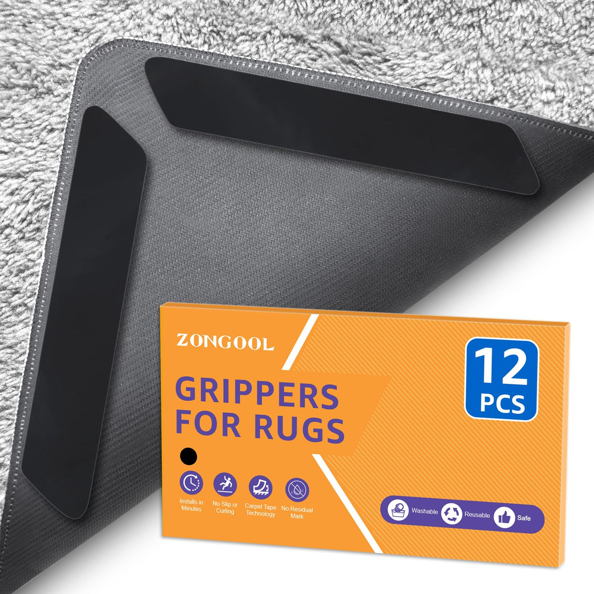 ZONGOOL Rug Tape Non Slip Rug Pad Grippers Double Sided Carpet Tape