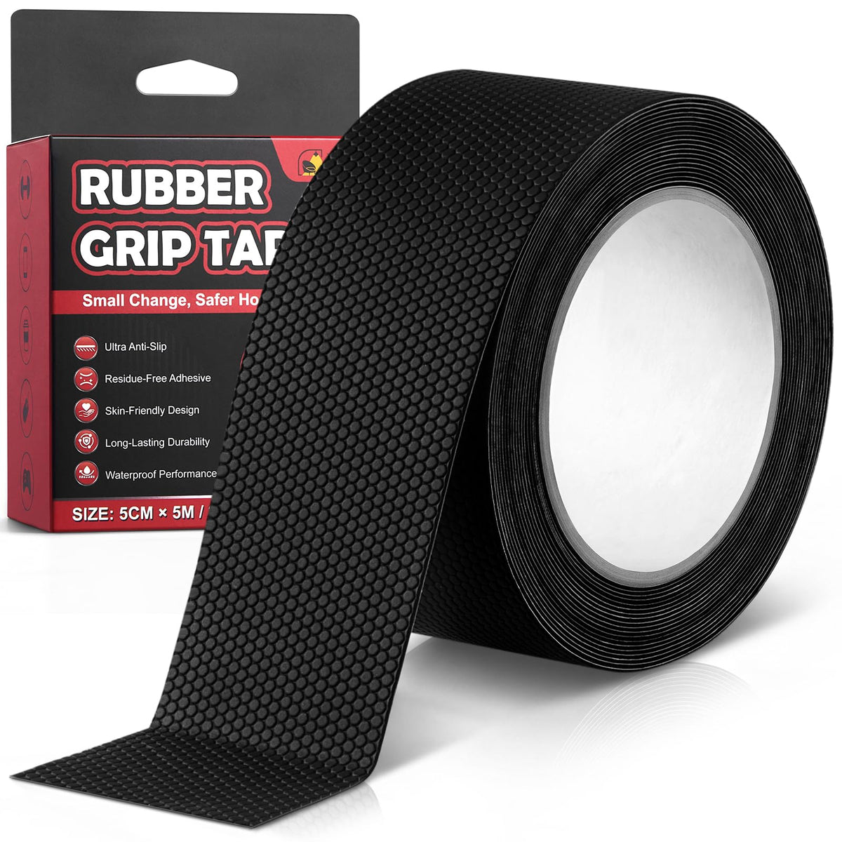 Xroam Rubber Grip Tape for Handles Non-Abrasive Anti Slip Tape - Hexagon / 2In x 16.4Ft