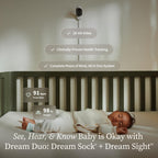 Owlet Dream Duo 3 Smart Baby Monitor System, Dream Sock + 2K HD Camera