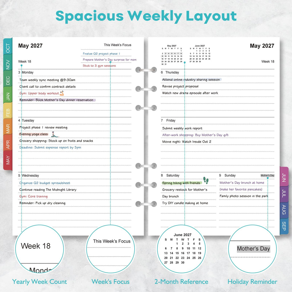 A5 Planner Inserts: 18 Months Oct 2026-Mar 2028 Weekly & Monthly Refills (additional view 3)