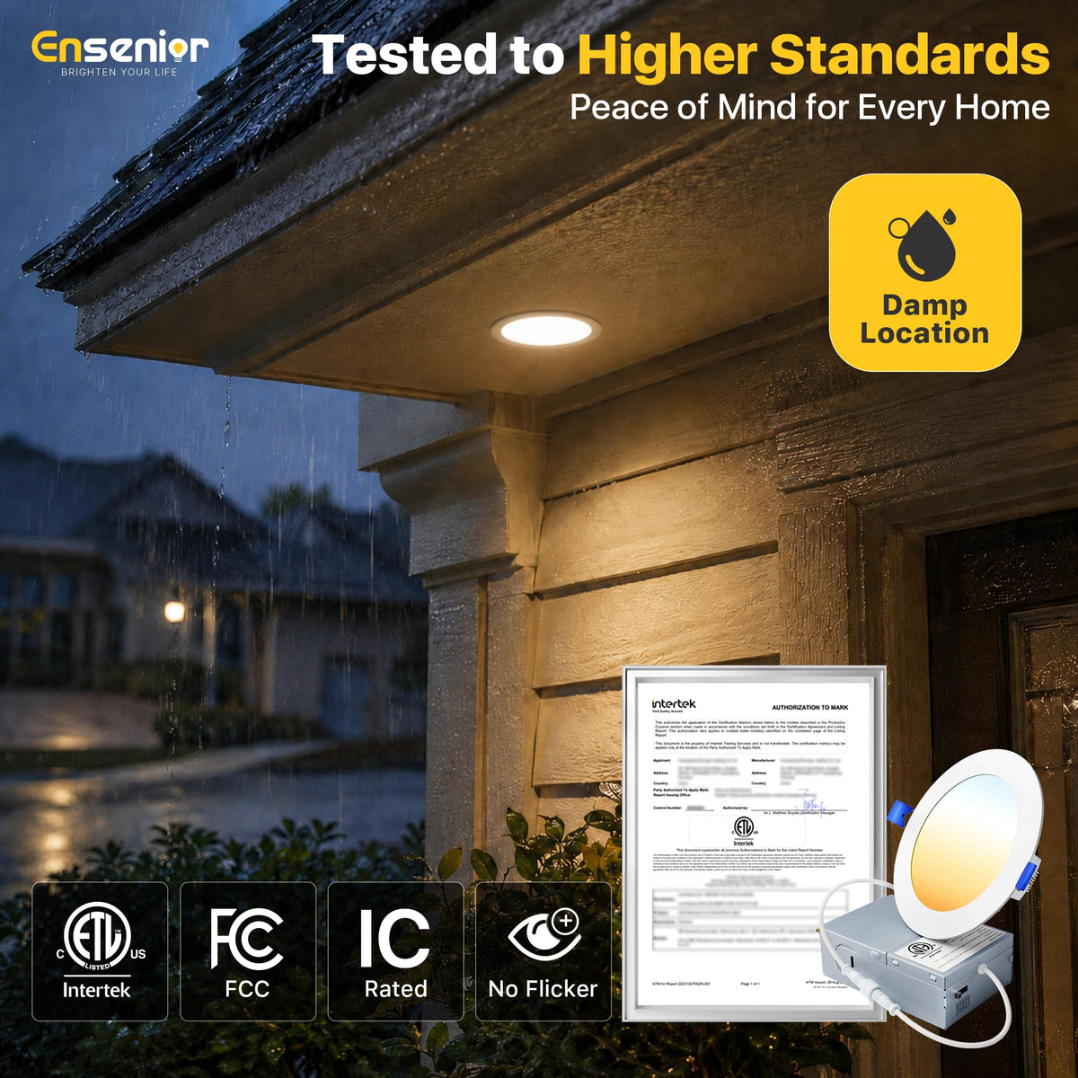 Ensenior 12 Pack 4 Inch LED Recessed Ceiling Light, 5CCT, 750LM 9W 120V (4I-5CCT-12PACK)