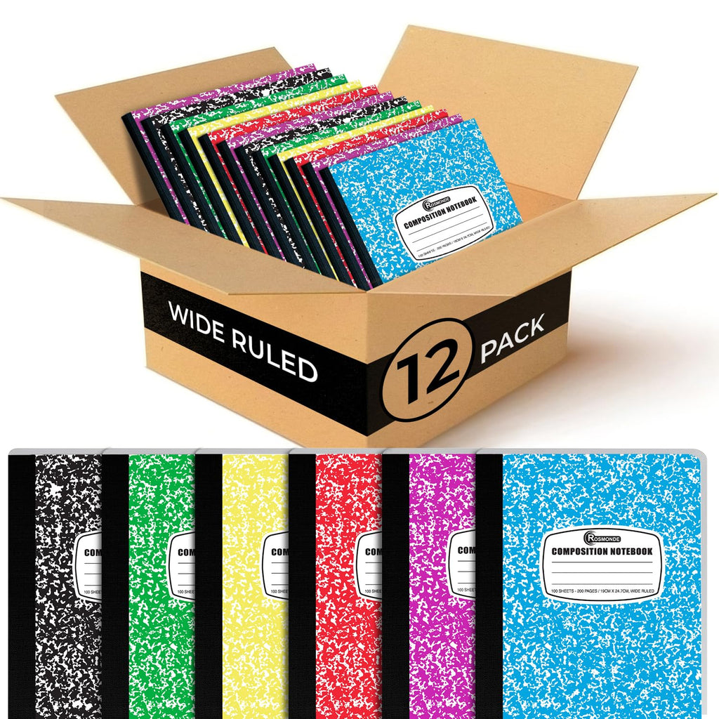 Rosmonde Composition Notebooks Wide Ruled - 12 Pack