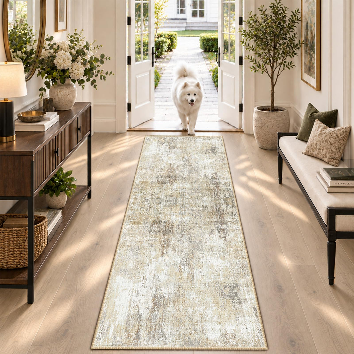 RELEANY Abstract Area Rug - Gray/Neutral Brown / 2' x 8' (Runner) view 8