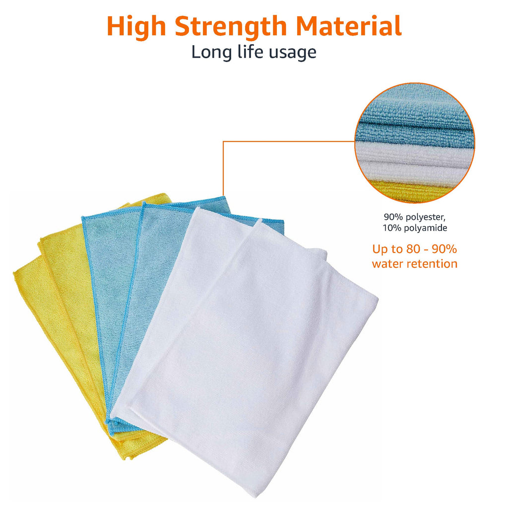 Amazon Basics Microfiber Cleaning Cloths for Cars, Non-Abrasive, Highly Absorbent, Lint and Scratch-Free, Reusable and
