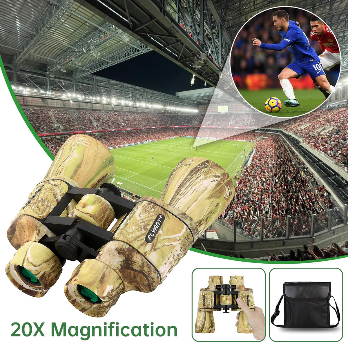 FLYANT 20x50 High Powered Binoculars for Adults, Waterproof Binoculars with Low Light Vision for Bird Watching Hunting