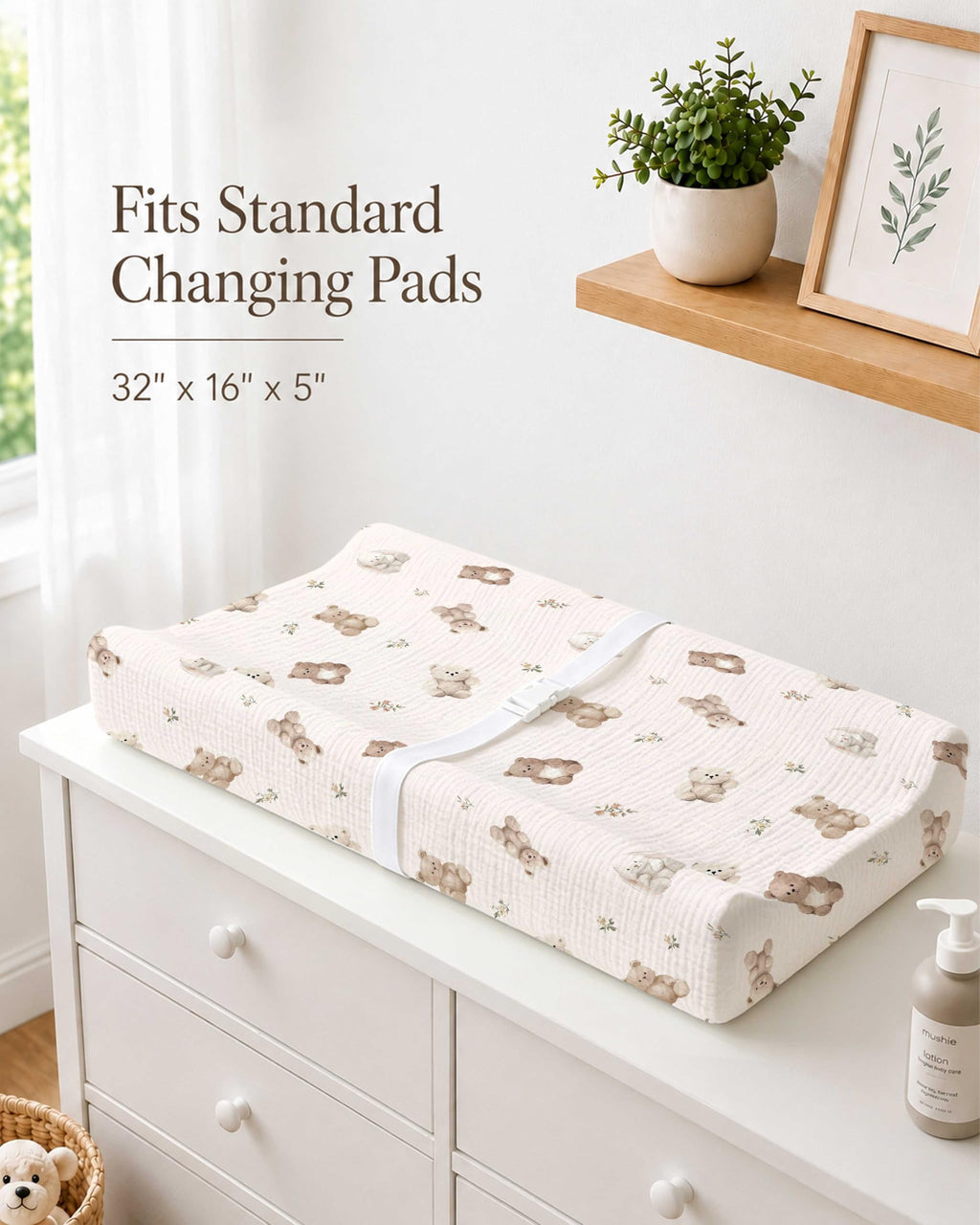 Changing Pad Cover for Baby Girls Boys - Teddy view 2