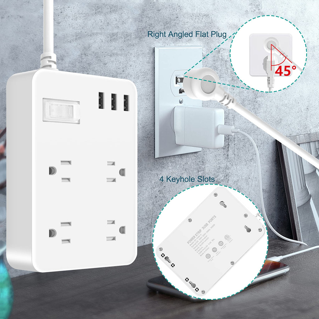 Power Strip, 4 Flat Plug