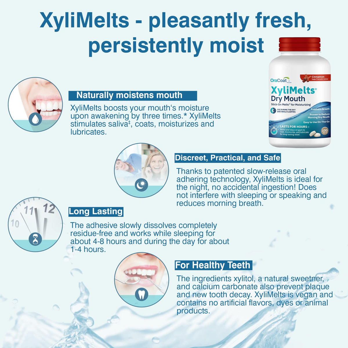 Oracoat XyliMelts for Dry Mouth Night Time or Day - Cinnamon / 100 Count (Pack of 1) view 4