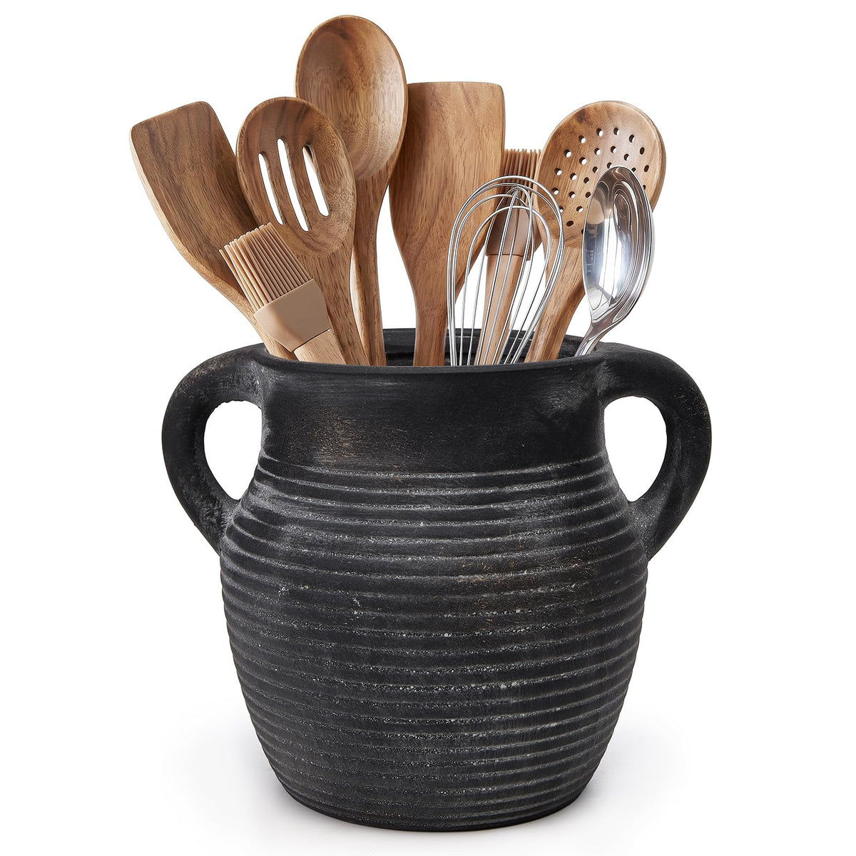 Cwfutwell Rustic Utensil Holder for Kitchen Counter - Charcoal