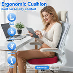CushZone Memory Foam Seat Cushion for Office Hair, Car & Wheelchair, – Red (MPN-CZ0004-RE)