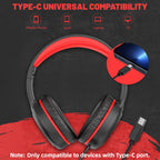 UKELALA U2C Type C Headphones - Black/Red view 2