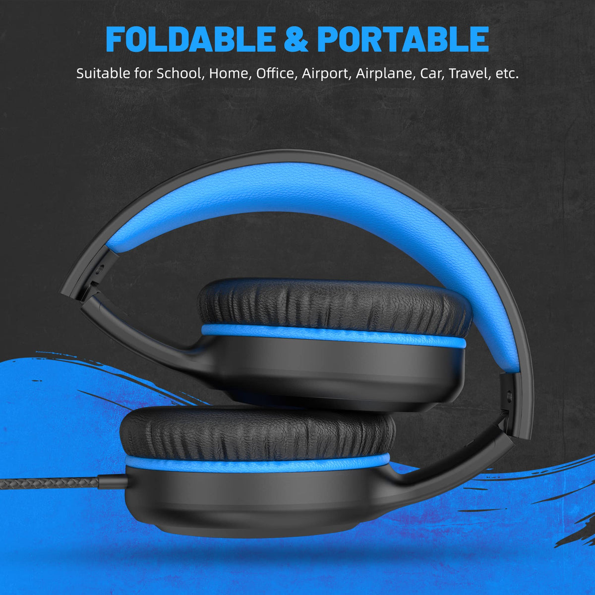 UKELALA U2C Type C Headphones - Black/Blue view 4