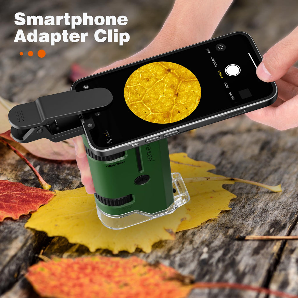 100x-250x Mini Pocket Microscope for Kids Adults - Green view 2