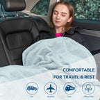 BEDELITE Travel Blanket with Bag, Jacquard Fleece Blanket 65"x40" - Blue view 7