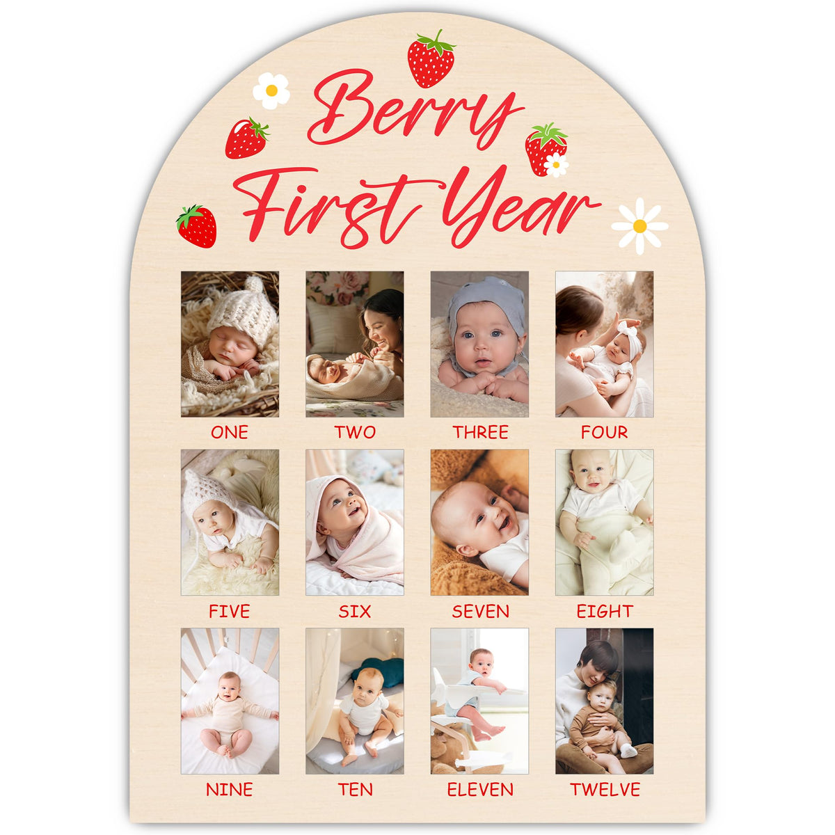 UIBOVA Berry My First Year Photo Board - Strawberry 2