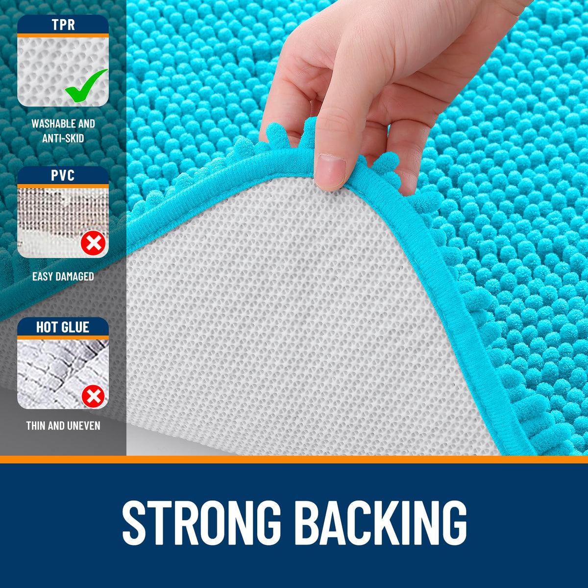OLANLY Bathroom Runner Rugs 47x20, Extra Soft Absorbent Chenille Bath Rugs (additional view 5)