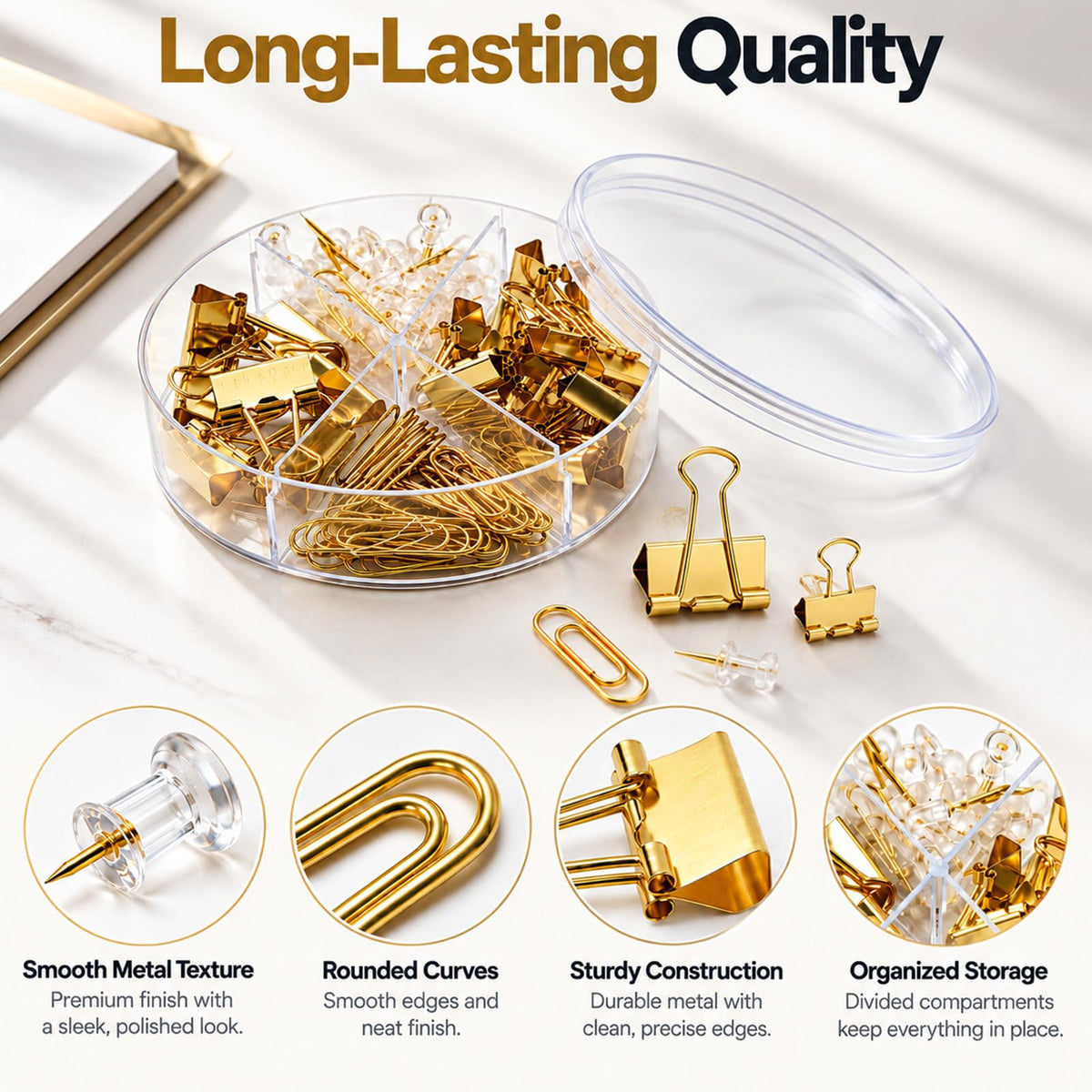 Creechwa Paper Binder and Clips - Gold / 72 / 1 Pack view 6