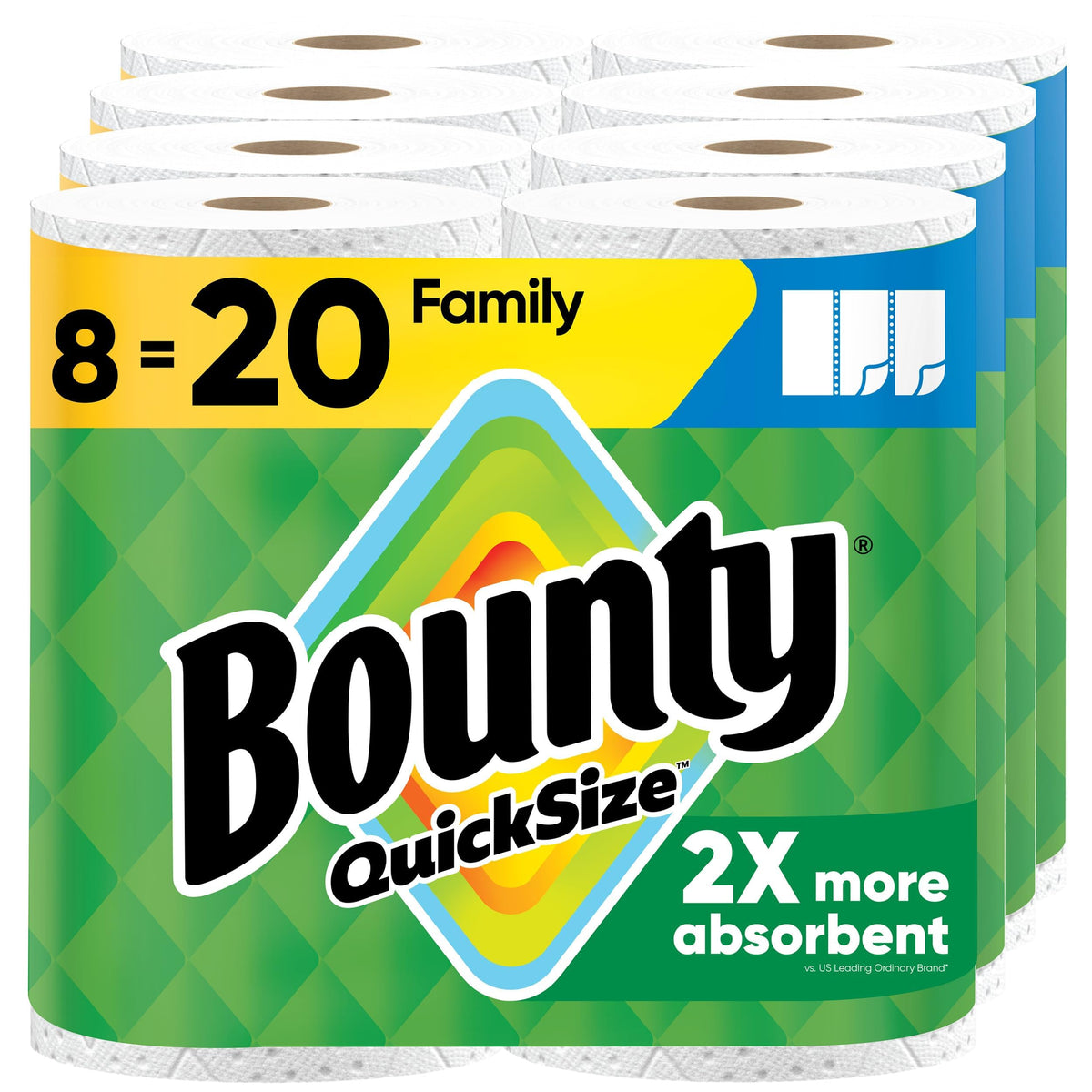 Bounty Quick Size Paper Towels, White, 8 Family Rolls (SG_B07MHJFRBJ_US) (Pack of 8)