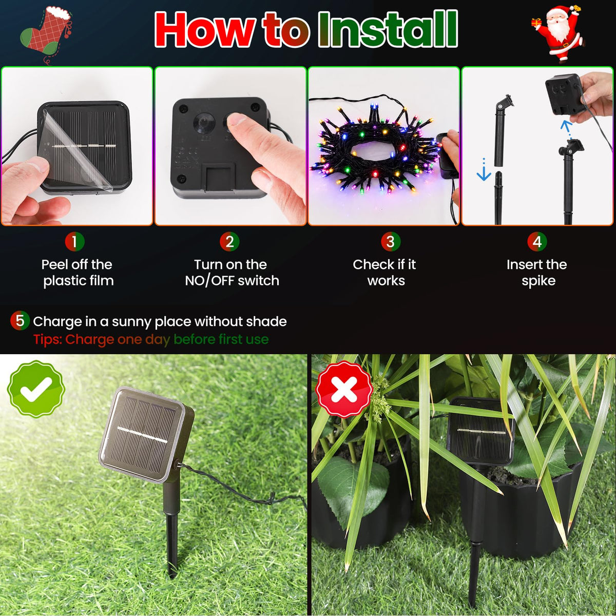 Moettany Solar String Lights Outdoor Waterproof - Multicolor view 5