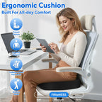 CushZone Seat Cushion Memory Foam Chair Pad for Office & Car, – Black (MPNCZ0004-0BL)