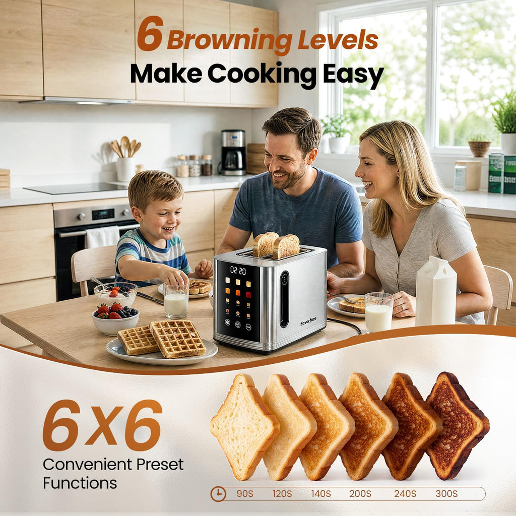 Toaster 2 Slice Touch Screen, Smart Toaster Wide Slot, Full Stainless Steel (additional view 4)
