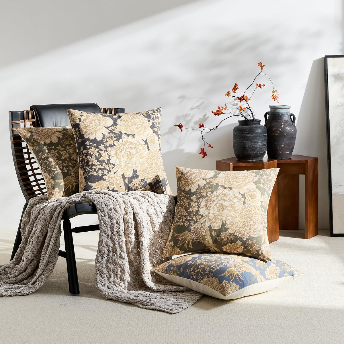 yeshttdy Floral Block Print Throw Pillow Covers, Set of 2 - view 17
