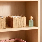 Scalloped Basket, Wicker Storage Baskets, Hand Woven Baskets for Shelves,Natural Baskets for Organizing - Light Brown / S view 7