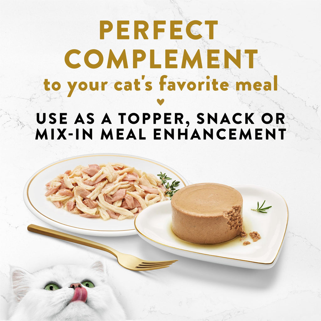 PURINA Fancy Feast Appetizers Lickable Grain Free Wet Cat Food Topper White Meat Chicken and Flaked Tuna Appetizer (Pack of 10)