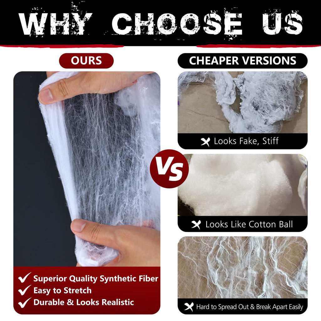 Extra Fake Spiders, Super Stretchy Cobwebs for Halloween Decor Indoor and Outdoor