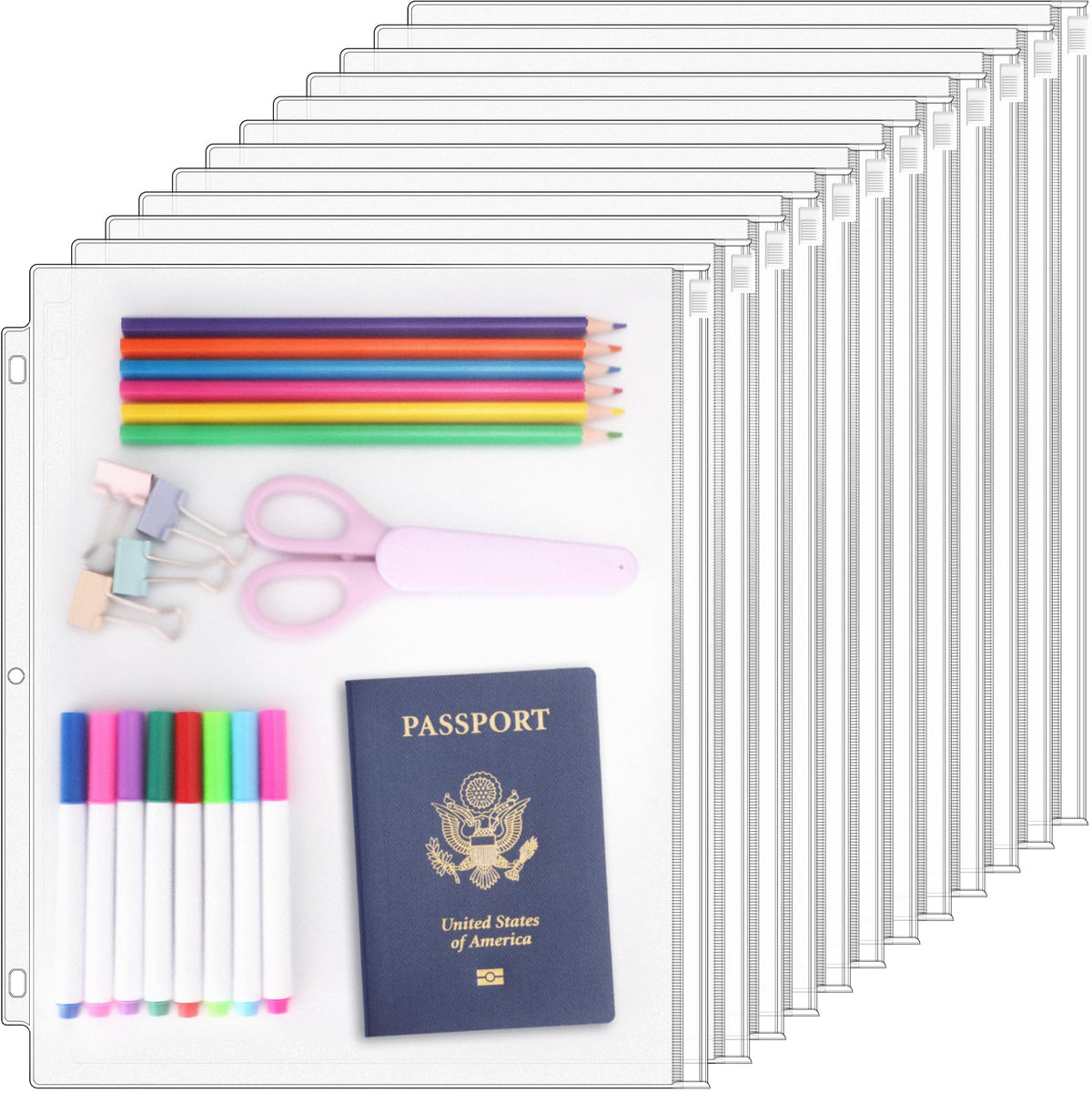 Antner Letter Size Binder Pockets 3 Ring Binder Zipper Pouch Document - 12