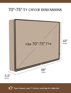iBirdie Outdoor TV Cover 70 to 75 inch Waterproof and Weatherproof, – Brown (iBirdie TV Cover Zipper Brown 70" - 75")