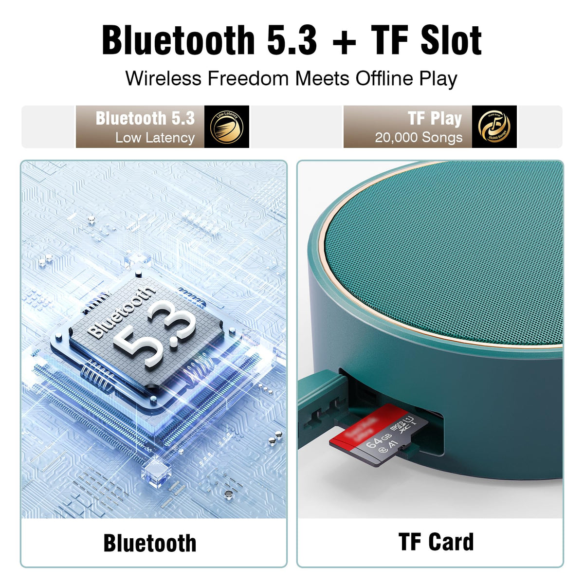 INSMY C12 IP67 Waterproof Shower Bluetooth Speakers,Portable Small Speaker - Teal view 6
