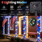 Moettany Solar String Lights Outdoor Waterproof - Red White and Blue view 2