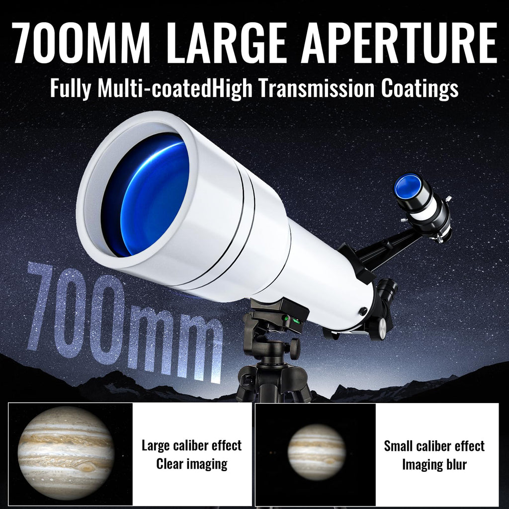 NEYLANG Telescope, 70mm Aperture Portable Refractor Telescope for Astronomy Beginners - White / 70x400MM view 1