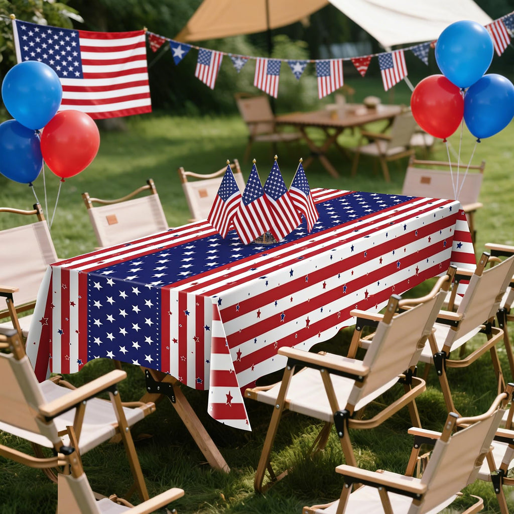 CXPSINC 54 Inch Plastic Table Cover Roll Disposable Tablecloth with Slide Cutter - American Flag / 3600" x 54" (Rectangular) view 5