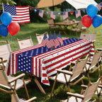 CXPSINC 54 Inch Plastic Table Cover Roll Disposable Tablecloth with Slide Cutter - American Flag / 3600" x 54" (Rectangular) view 5