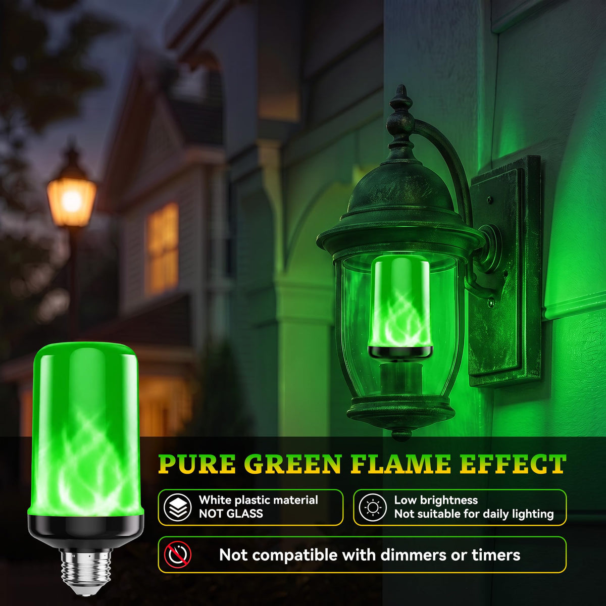 hyrion LED Flame Light Bulbs - Green view 3
