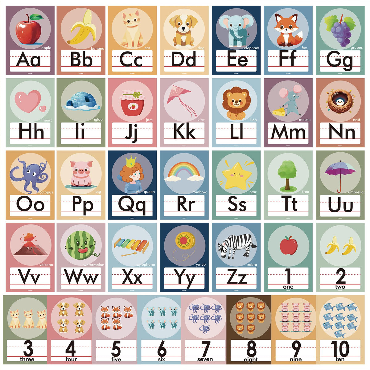 YIYDONG 36 Pieces Alphabet Number Posters Bulletin Board - Boho view 1