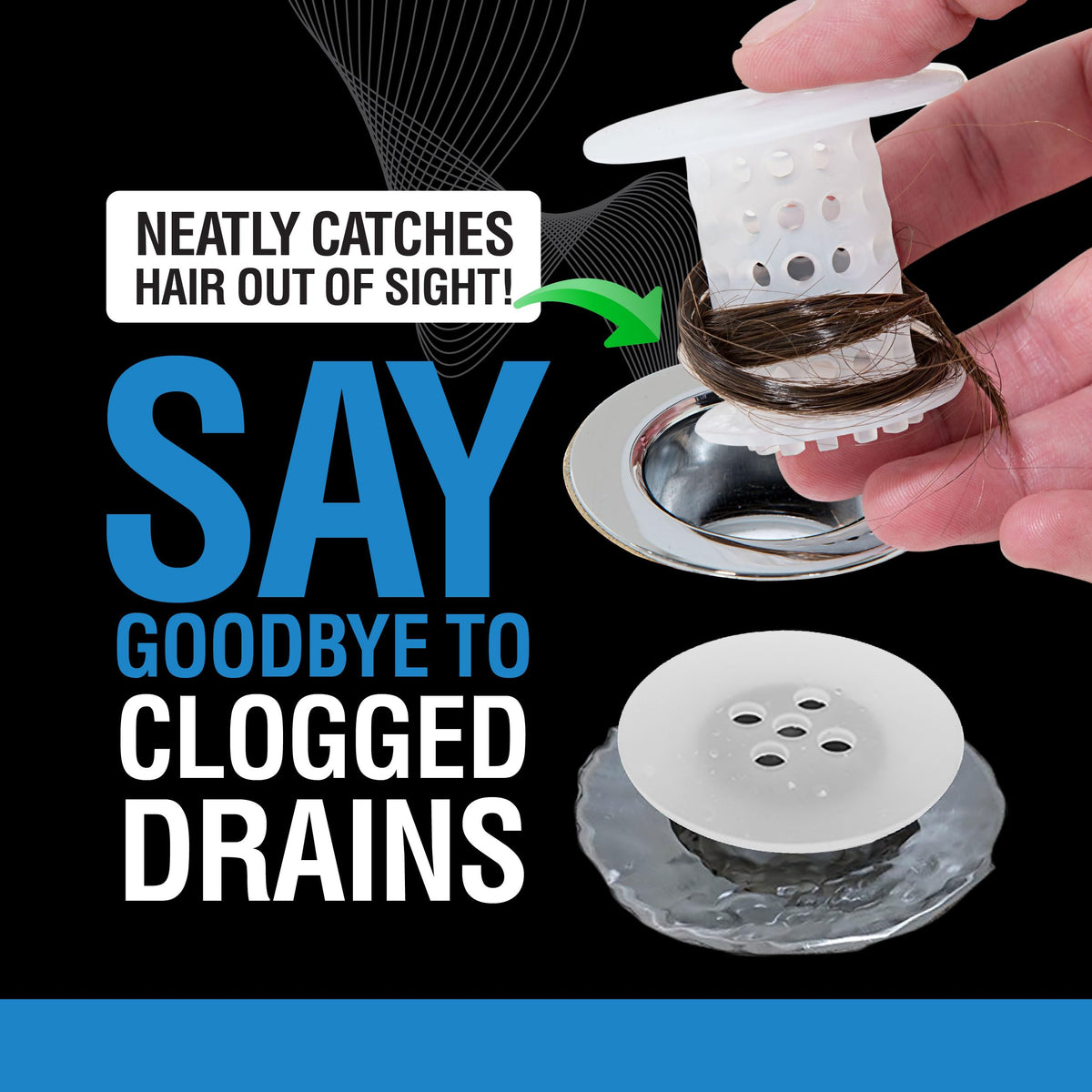 TubShroom The Revolutionary Tub Drain Protector Hair - Clear view 1