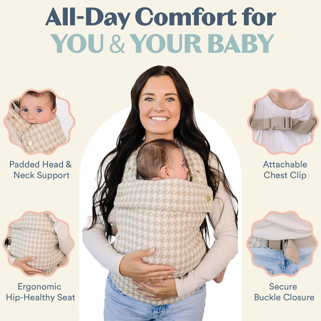 Ergonomic Hip-Healthy Baby Carrier, Front and Back Carry, 7-35 lbs - Houndstooth view 3