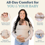 Ergonomic Hip-Healthy Baby Carrier, Front and Back Carry, 7-35 lbs - Houndstooth view 3