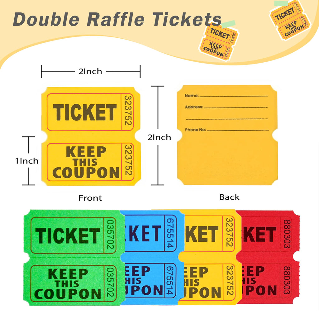 Homrelaxy Pairs Double Raffle Tickets, 50/50 Raffle Tickets Roll