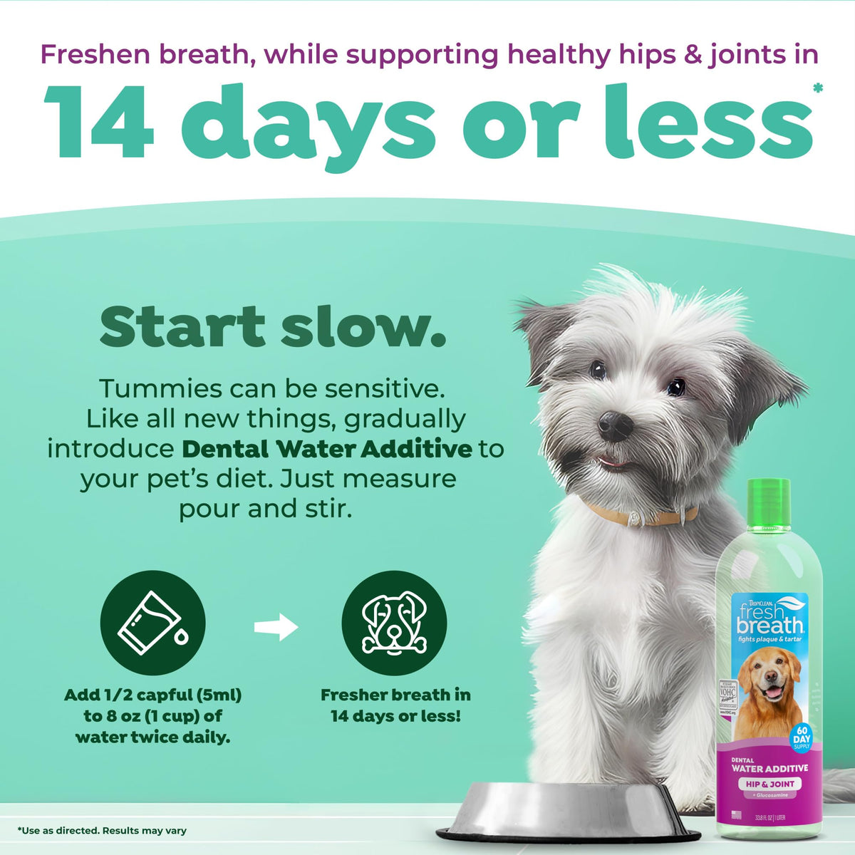 TropiClean Fresh Breath Water Additive for Hip & Joint Support, 33.8oz (FBHJWA33.8Z)