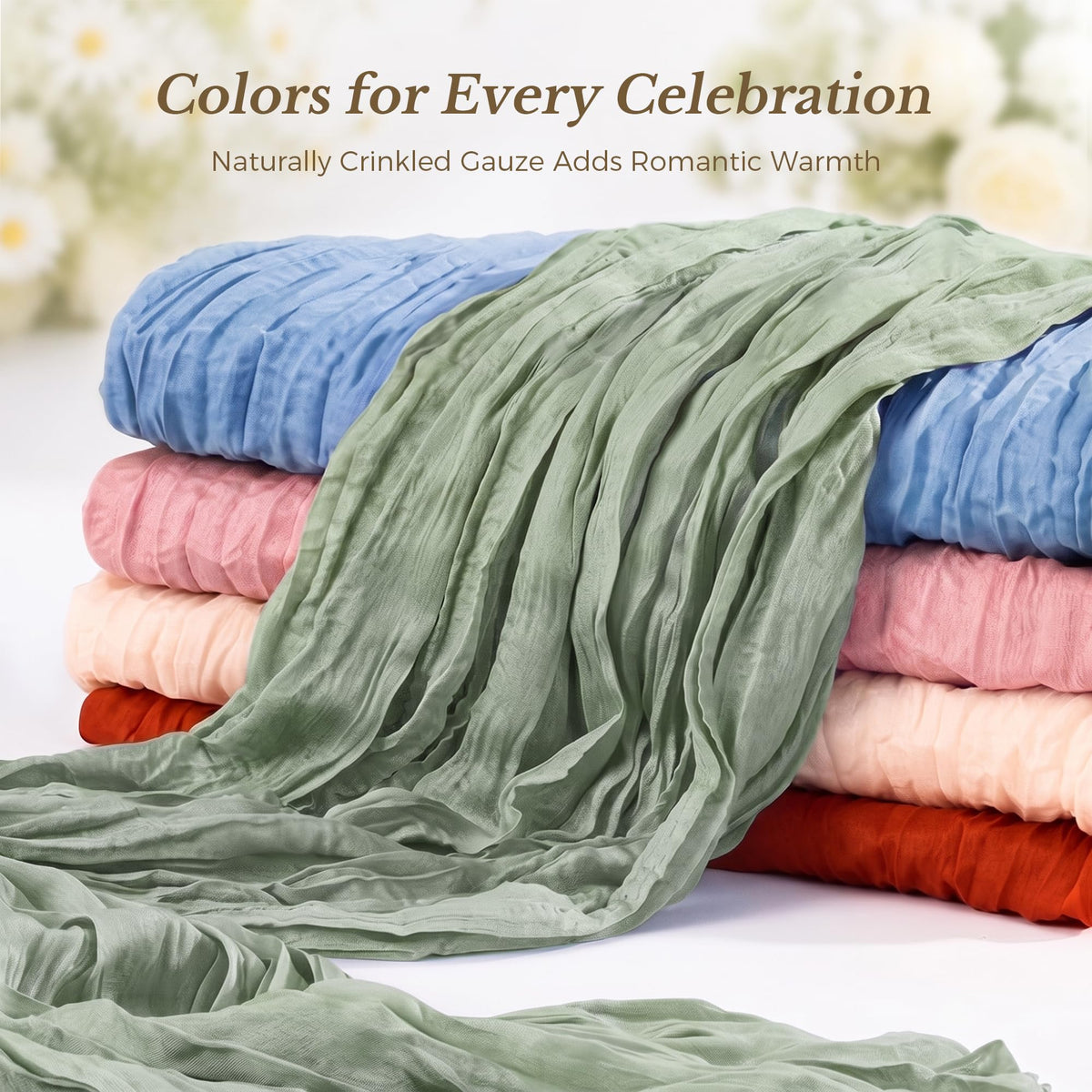 Goodluck Cheesecloth Table Runner 35x120 Inch Boho Gauze Table Runner - Sage Green view 5