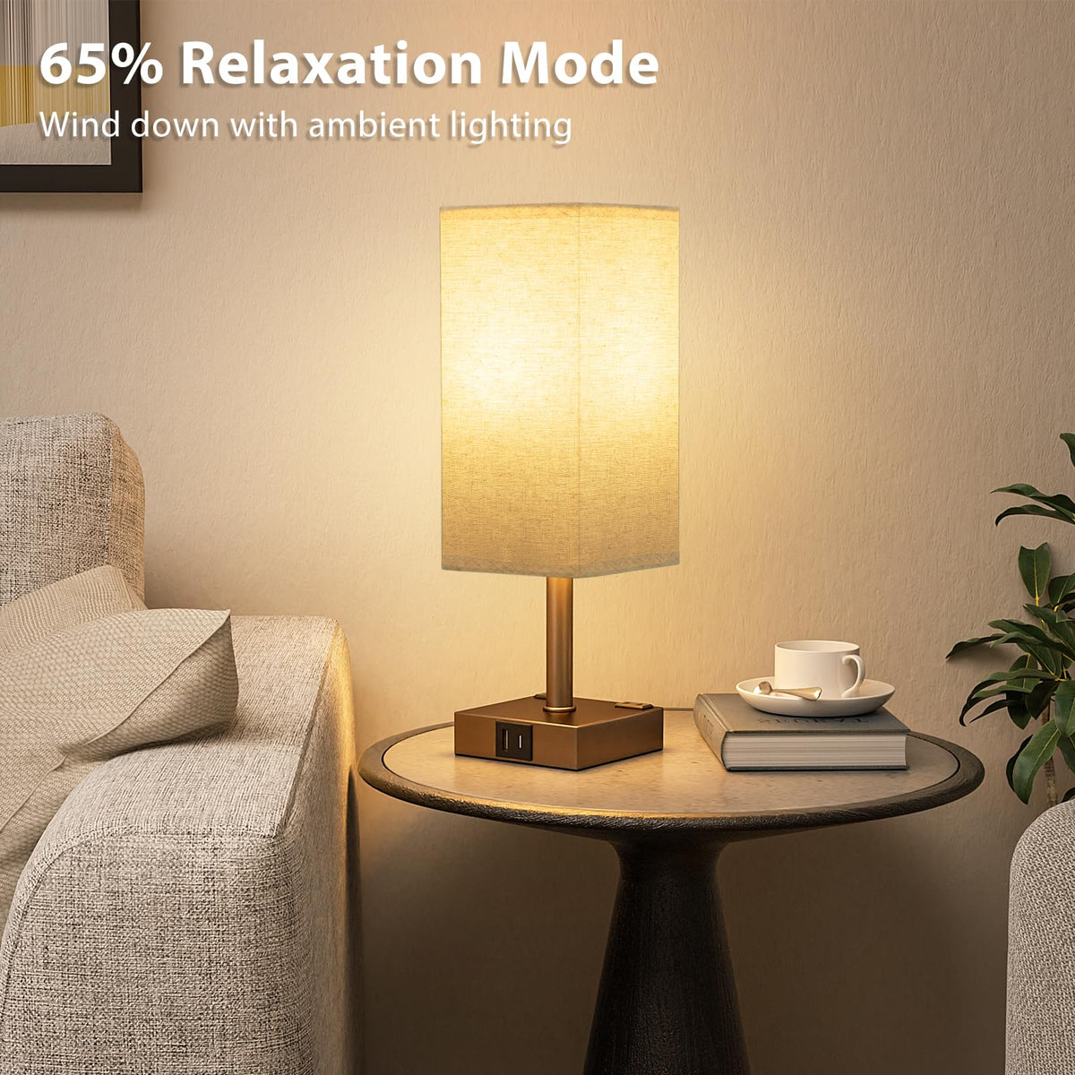 aooshine Set of 2 Touch Lamps with USB-C Port - Brown Shade-Brown Base view 6