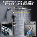 Veken Brushed Nickel 11.8" Shower Head with Handheld,Stain Resistant Finish (SHC5V403)
