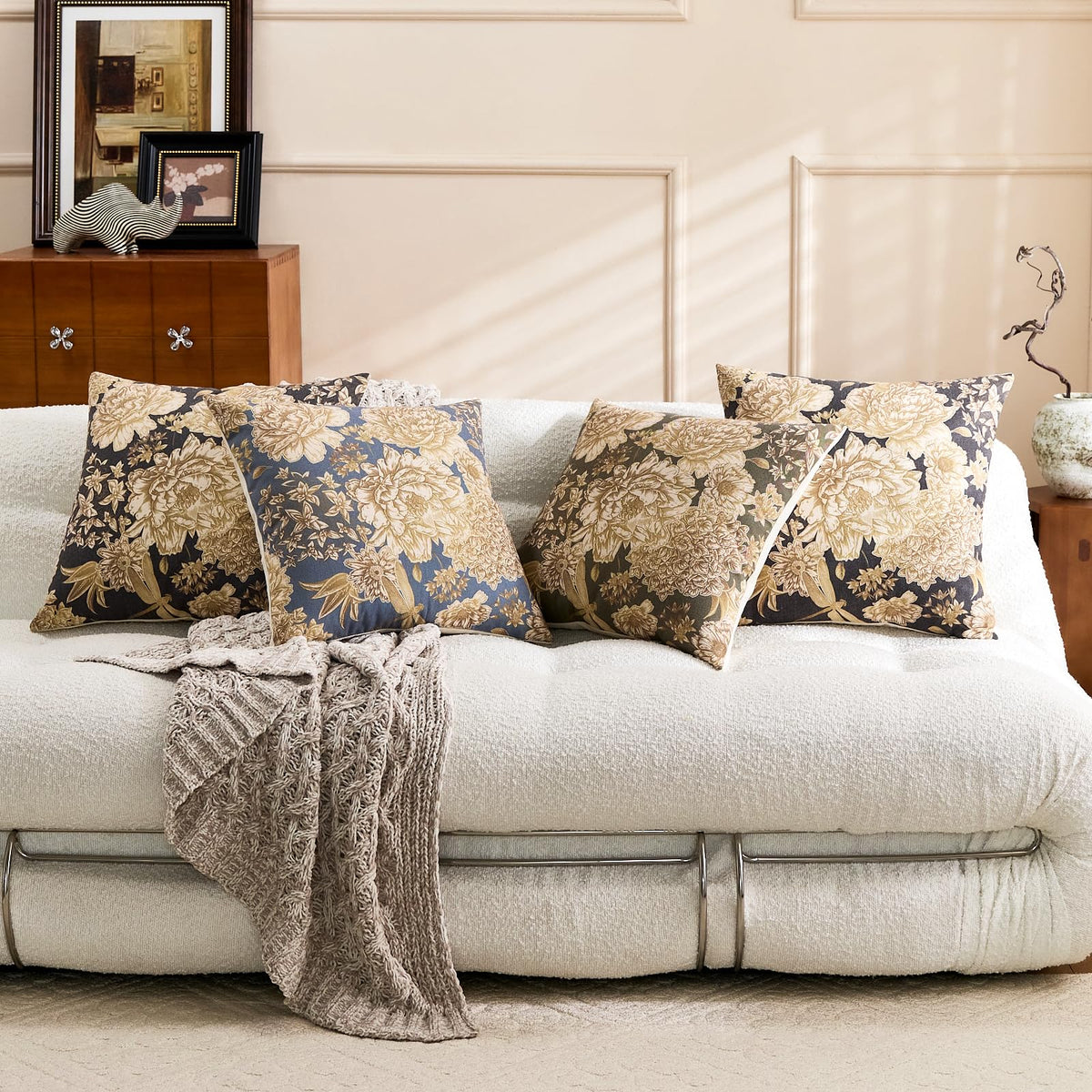 yeshttdy Floral Block Print Throw Pillow Covers, Set of 2 - view 13