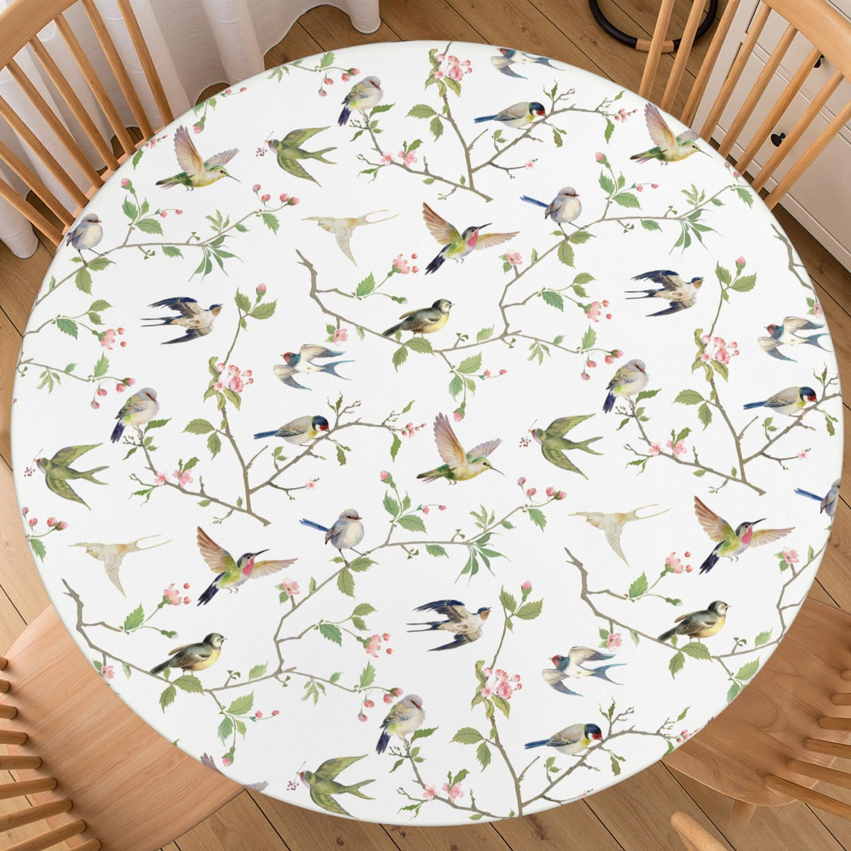 Trongr Spring Round Fitted Tablecloth Best for 40"-44" Brids Table Cloth Elastic Edge