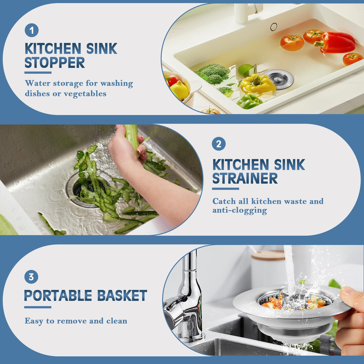 tgosomt Kitchen Sink Drain Strainer and Stopper - view 5