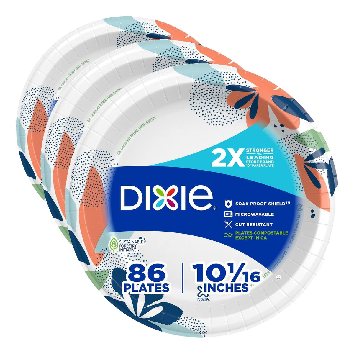 Dixie Paper Plates, – Large 10 Inch (Pack of 3)